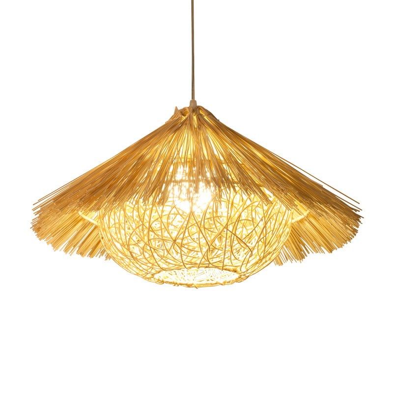 复古藤编草帽吊灯藤艺圆形鸟巢中式田园饭店餐厅农家乐民宿草帽灯,淘宝优惠券,粉丝福利购,淘宝优惠卷