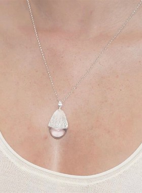 Cleste 白水晶松果银长项链女轻奢高级感麂皮绳叠戴百搭毛衣链