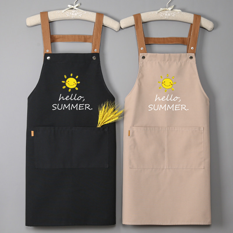 围裙定制logo印字夏季透气厨房家用防水耐脏耐磨纯棉时尚女工作服,淘宝优惠券,粉丝福利购,淘宝优惠卷