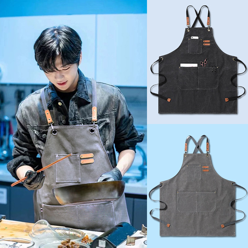 帆布牛仔围裙定制logo画画时尚美甲园艺咖啡奶茶店理发师工作服女,淘宝优惠券,粉丝福利购,淘宝优惠卷