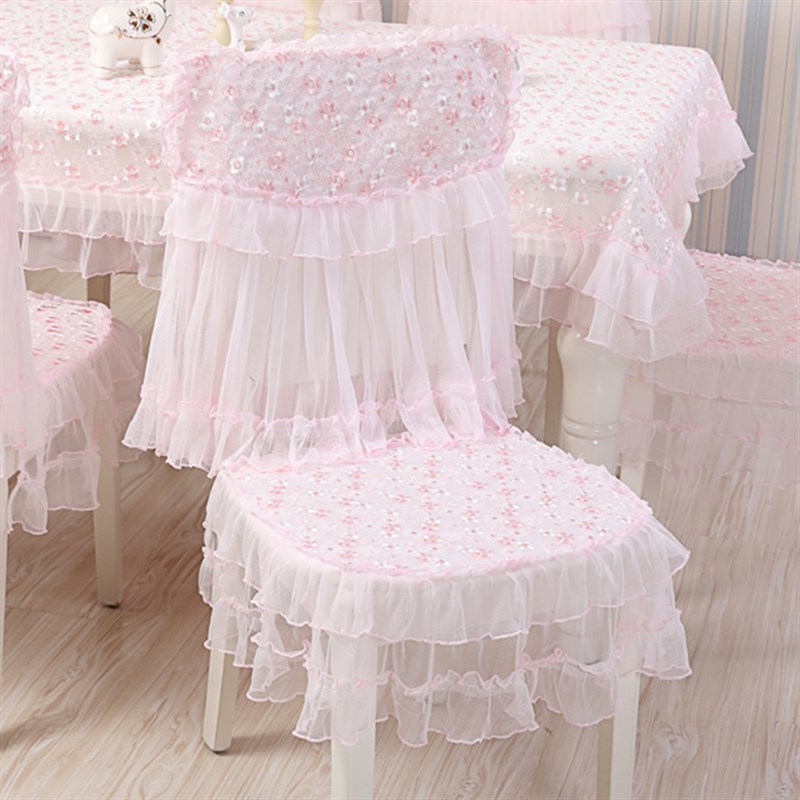 蕾丝餐桌布艺椅子套罩椅套椅垫套装家用餐椅垫套装茶几布简约现代 - 图1