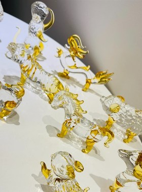 水晶十二生肖装饰龙兔牛虎猪鼠马牛蛇鸡狗猴动物家居工艺品