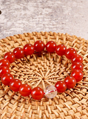 红玛瑙白水晶手串2026新年情侣款