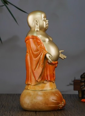 黄铜摆件《布袋弥勒佛》铜工艺品 佛像摆件客厅玄关装饰 开业礼品