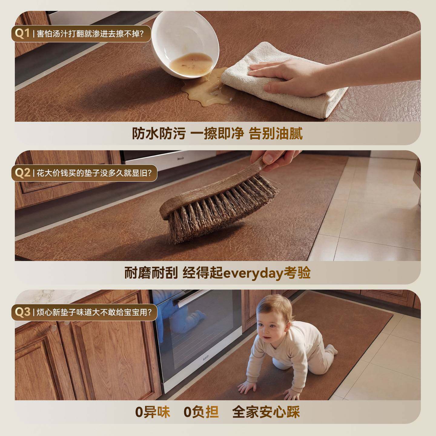 Kitchen special floor mats are waterproof and oil-proof PVC wipeable and washable household leather carpet door non-slip and dirt-resistant floor mats