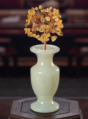 石诚天记黄水晶摇钱树财玉石发树摆件客厅玄关然办公室桌面165摆