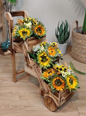 仿鲜花绿植阳台花园木制花架装饰园庭院幼儿真然角自环创田园QAP