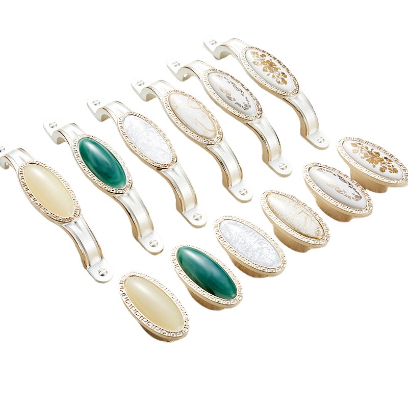 橱柜卫浴门拉手陶瓷象牙白田园鞋柜酒柜欧美式现代简约小门把手-图2