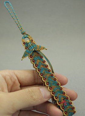 鱼尾千里江山爱心手绳手工编织diy手机挂件材料包Y包挂自编礼物