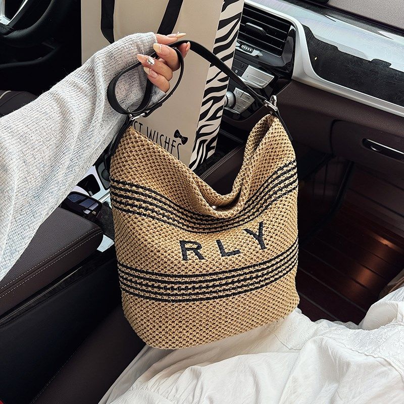 编织大包包女f新款草编慵懒风手提单肩大容量腋下包斜挎沙滩水桶,淘宝优惠券,粉丝福利购,淘宝优惠卷