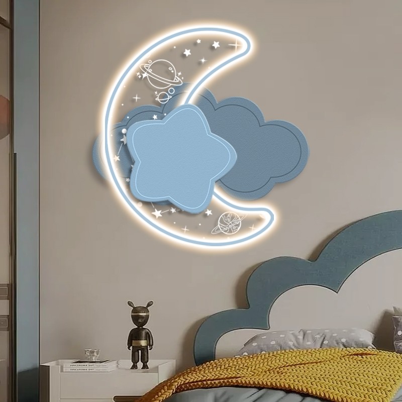 卡通儿童房装饰画男孩女孩房间led灯画高级感卧室床头壁灯挂画,淘宝优惠券,粉丝福利购,淘宝优惠卷