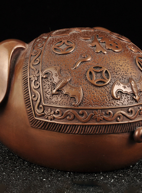 紫铜福猪摆件生肖铜猪中式招财摆件家居客厅电视柜装饰品乔迁礼品