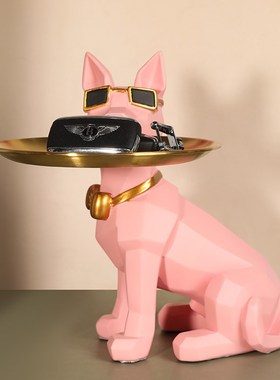 轻奢狗狗钥匙收纳托盘摆件家居客厅入户玄关装饰品小摆设乔迁礼物