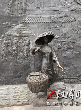 玻璃钢仿铜音乐人物雕塑室内抽象古代吹笛子仕女人物铸铜塑像定制
