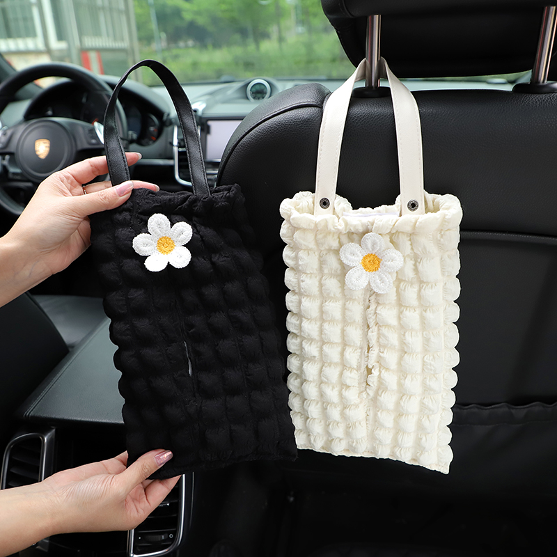 车载纸巾盒泡芙可爱汽车抽纸盒车用挂式车上收纳车内装饰用品大全 - 图2