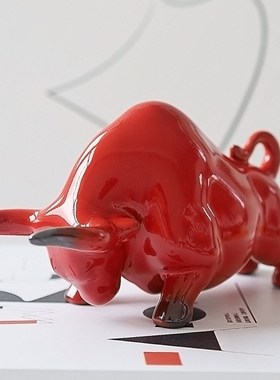 牛气冲天陶瓷牛摆件北欧简约客厅玄关酒柜书柜装饰品办公室小摆设