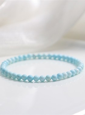 白蓝松石手串天然原矿高瓷4mm手链叠戴新中式简约风男女款文玩