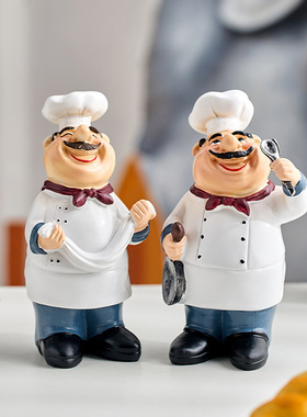 创意卡通厨房装饰品小摆件模型道具厨师饭厅餐桌蛋糕店家居装饰品