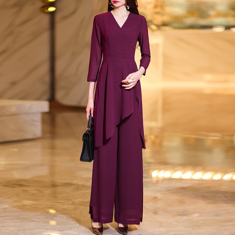 2025年新款春夏时尚减龄气质收腰显瘦两件套雪纺休闲Z阔腿套装女,淘宝优惠券,粉丝福利购,淘宝优惠卷