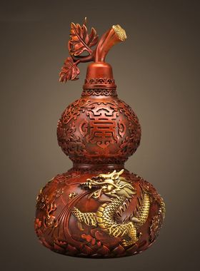 全铜龙凤葫芦摆件客n厅玄关店铺卧室大特大号开盖婚房装饰工艺礼