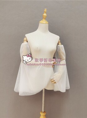 一字领婚纱袖子手臂套大喇叭袖素纱软网仙女袖 可拆卸免缝活动袖