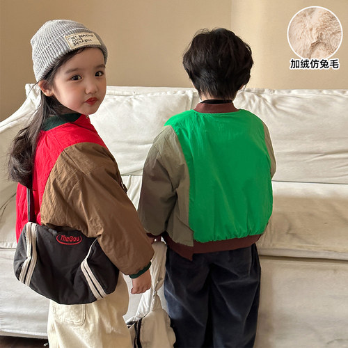 儿童铺棉外套加绒加厚女童短款冬季保暖男童棉服2023新款冬装婴幼 - 图3