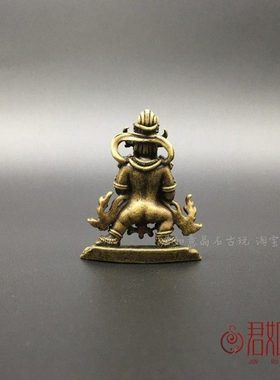 实心铜阎罗护法摆件 仿古黄铜不共护法神牛头神像迷你密宗
