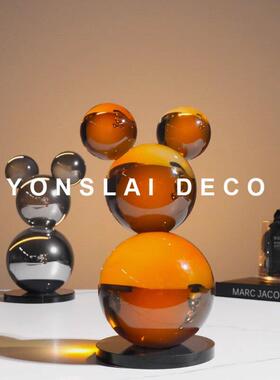 现代简约玻璃水晶球艺术摆件家居客厅玄关柜轻奢软装饰品样板房间