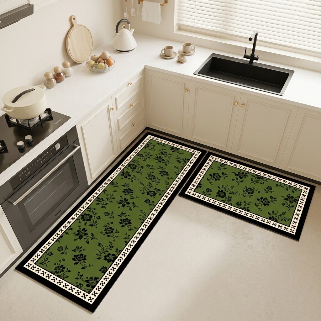 Kitchen oil-proof, slip-proof and waterproof cuttable and thickened floor mat