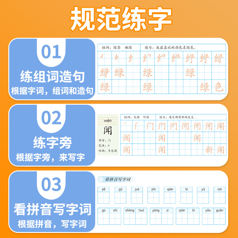 2025新版同步练字帖一年级二年级三年级上册下册同步练字帖四五六年级小学语文专用人教版字帖上学期笔画笔顺临摹练习写字每日一练