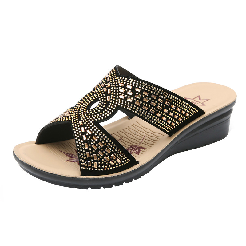 软皮凉拖鞋女夏g外穿2021新款女式时尚中跟妈妈拖鞋女平底凉鞋大,淘宝优惠券,粉丝福利购,淘宝优惠卷