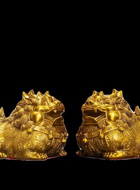 大号黄铜貔貅摆件一对金钱皮休招B财客厅装饰品办公室送人开业礼