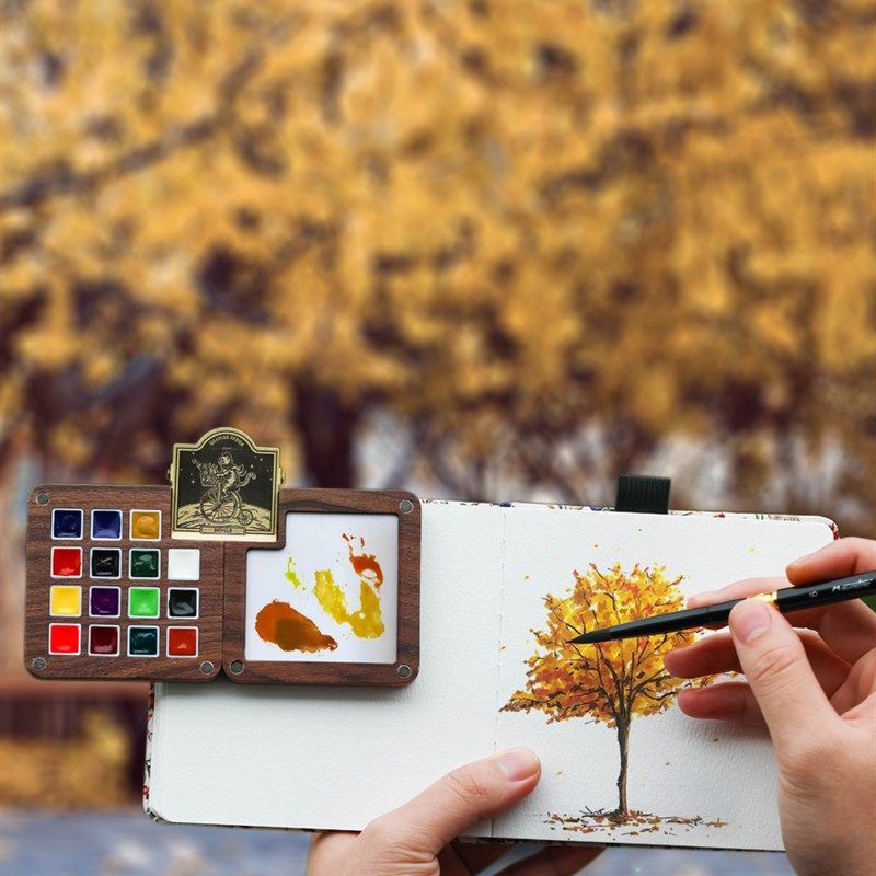 胡桃木橡木迷你水彩颜料固体水彩色史明克荷尔拜因便携旅行装,淘宝优惠券,粉丝福利购,淘宝优惠卷