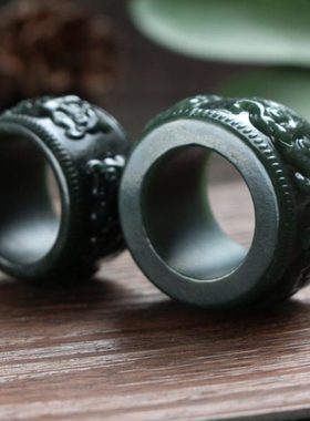 貔貅扳指和田玉男女大拇指四方瑞兽指环可定制新款复古文玩大戒指