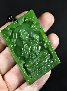 和田玉碧玉本命佛吊坠男女款文殊普贤大势至大日如来千手观音玉坠