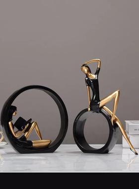 北欧文艺看书女孩摆件客厅玄关办公室桌面书房家居轻奢装饰品礼物