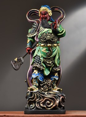 彩绘木雕伽蓝韦陀佛像摆件实木韦驮关公菩萨左右护法关公寺庙佛堂