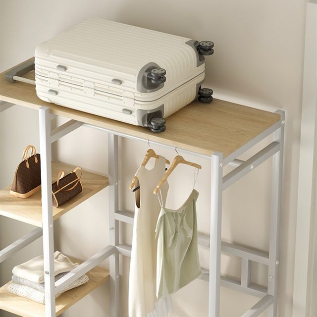 Wrought art simple wardrobe bedroom clothes change rack pants storage rack children's room combination wardrobe out Z rental clothes hanging