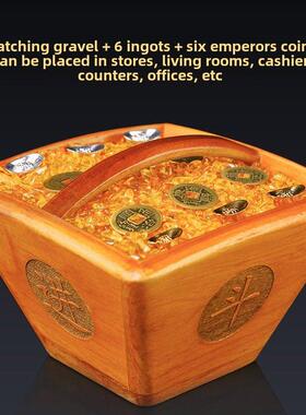 桃木古色古香的米桶装饰品手工雕刻的家庭老式木桶厨房家庭装饰陈