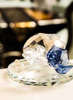 水晶玫瑰花创意家居饰品可爱结婚礼物车载客厅办公室小摆件装饰品