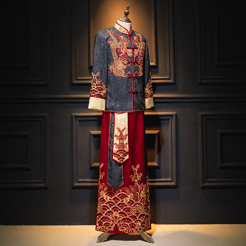 秀禾服新郎2023新款中式大码男士结婚敬酒礼服唐装龙凤褂男接亲服,淘宝优惠券,粉丝福利购,淘宝优惠卷