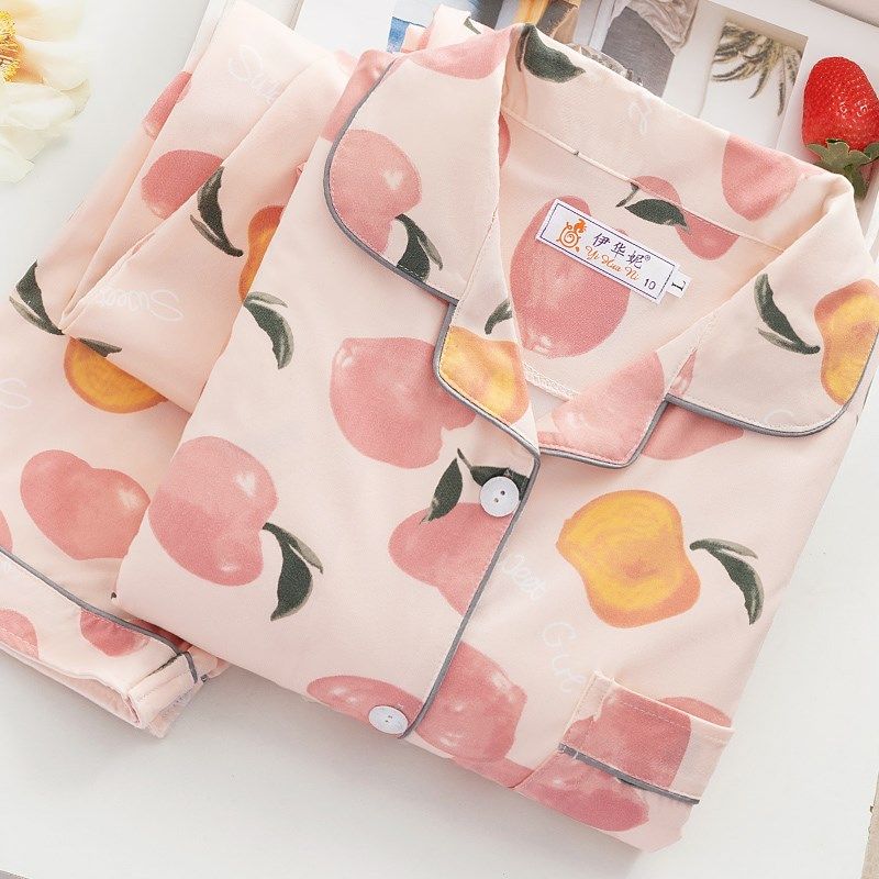 长袖睡衣女士春秋纯棉开衫宽松全棉夏季可爱2024新款两件套家居服,淘宝优惠券,粉丝福利购,淘宝优惠卷