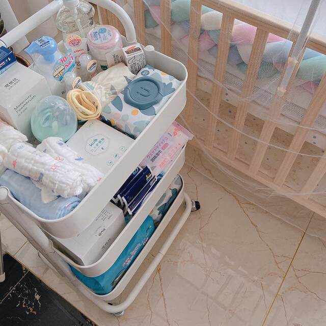 Baby supplies storage rack trolley kitchen multi-layer wheeled mobile storage rack newborn confinement storage rack