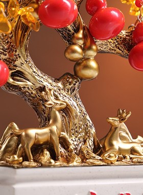 招财进宝发财树摆件客厅办公室前台装饰聚宝盆P摇钱树乔迁开业礼