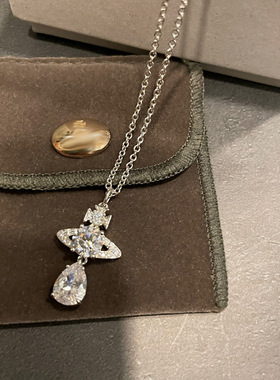 西太后多色人鱼泪滴钻项链厚金小