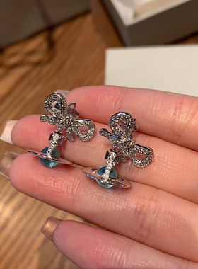 西太后冰川蓝ORB蝴蝶结土星吊坠