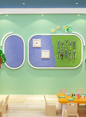 幼儿园墙面装饰i毛毡板墙贴纸文化展示墙走廊环创主题墙成品宣传