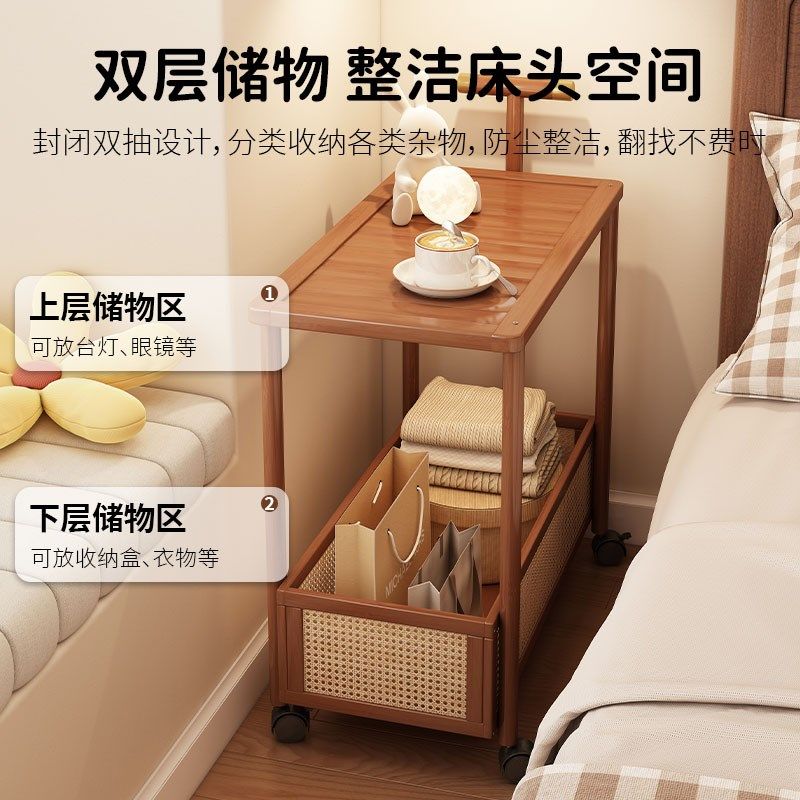 床边置物架落地式可移动小推w车夹缝收纳架卧室新款床头柜替代神,淘宝优惠券,粉丝福利购,淘宝优惠卷