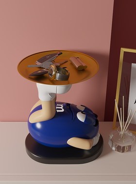 网红mm豆公仔客厅入户进门鞋柜钥匙收纳托盘玄关置物架装饰品摆件