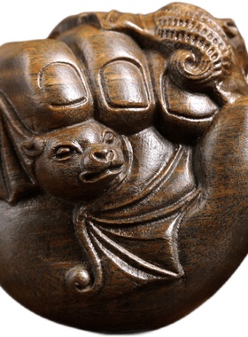 天然绿檀木实木雕刻全都有福小摆件文玩手把件家居装饰品工艺品